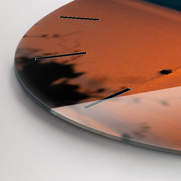 Orologio rotondo in vetro Lago Balaton di sera