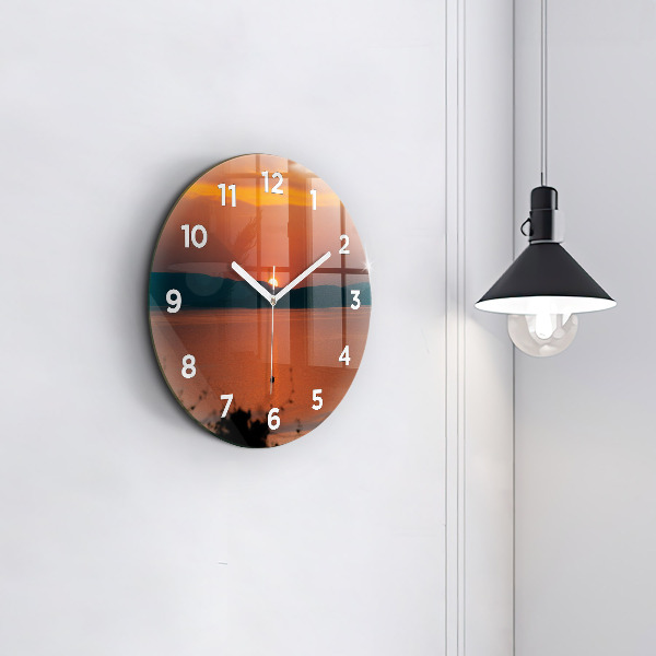 Orologio rotondo in vetro Lago Balaton di sera