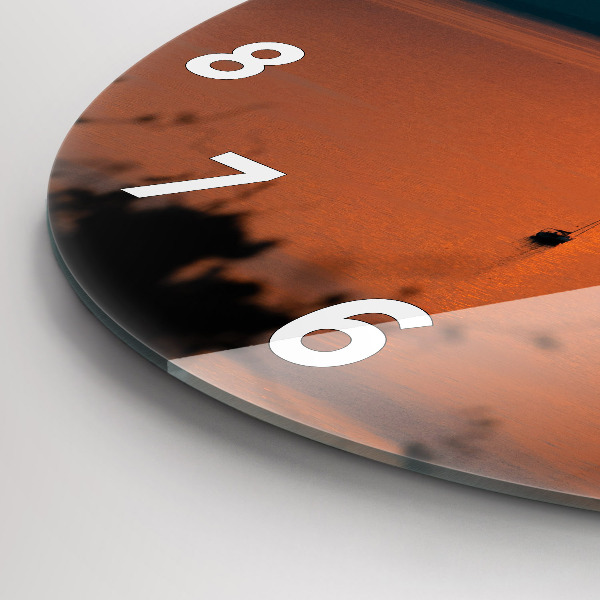 Orologio rotondo in vetro Lago Balaton di sera