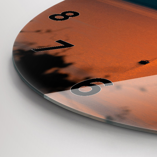 Orologio rotondo in vetro Lago Balaton di sera