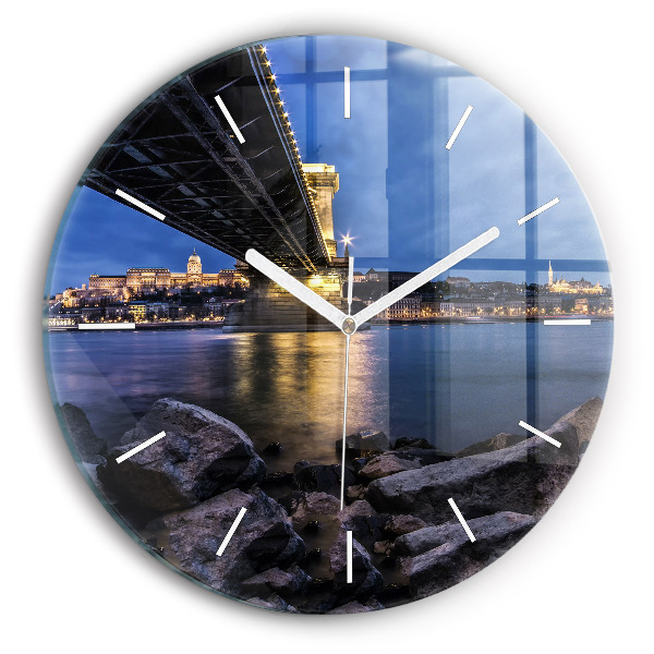 Orologio rotondo in vetro Costa rocciosa sotto il ponte