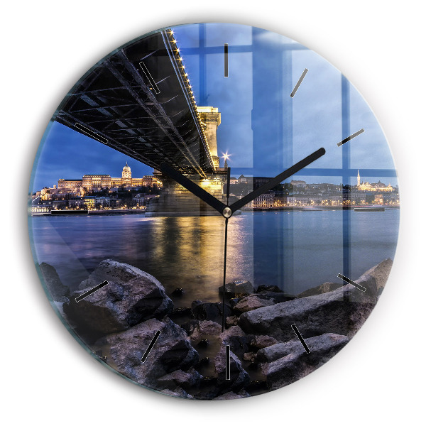 Orologio rotondo in vetro Costa rocciosa sotto il ponte