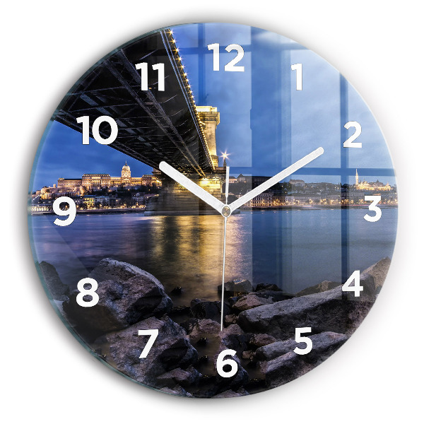 Orologio rotondo in vetro Costa rocciosa sotto il ponte