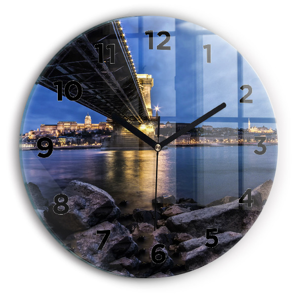 Orologio rotondo in vetro Costa rocciosa sotto il ponte