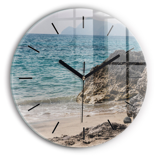 Orologio rotondo in vetro Vista sul Mar Mediterraneo