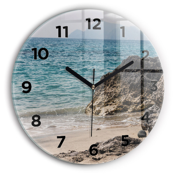 Orologio rotondo in vetro Vista sul Mar Mediterraneo
