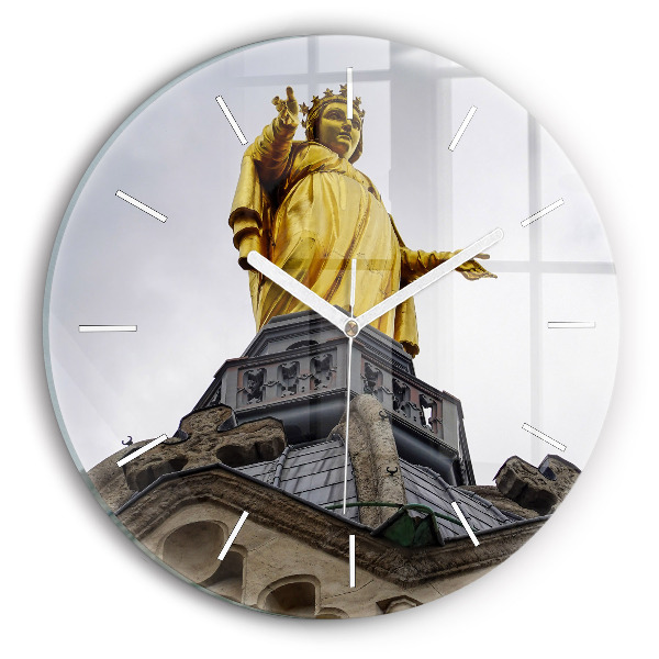 Orologio rotondo in vetro Statua della Vergine Maria a Lione