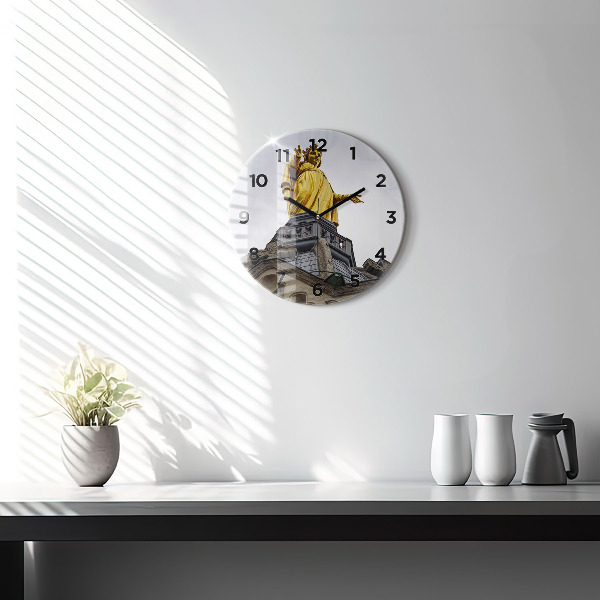 Orologio rotondo in vetro Statua della Vergine Maria a Lione