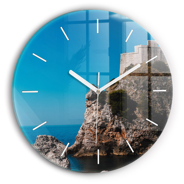 Orologio rotondo in vetro Scogliere a Dubrovnik