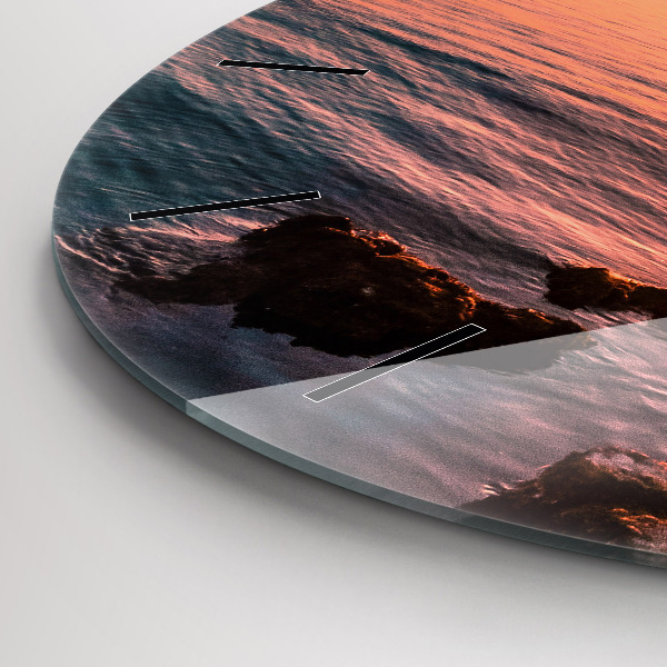 Orologio rotondo in vetro Rocce al tramonto