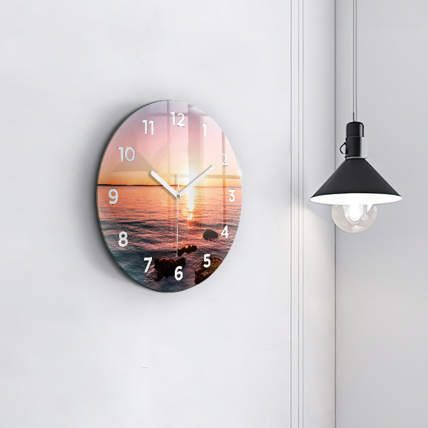 Orologio rotondo in vetro Rocce al tramonto
