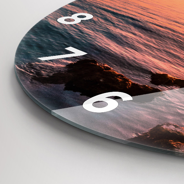 Orologio rotondo in vetro Rocce al tramonto