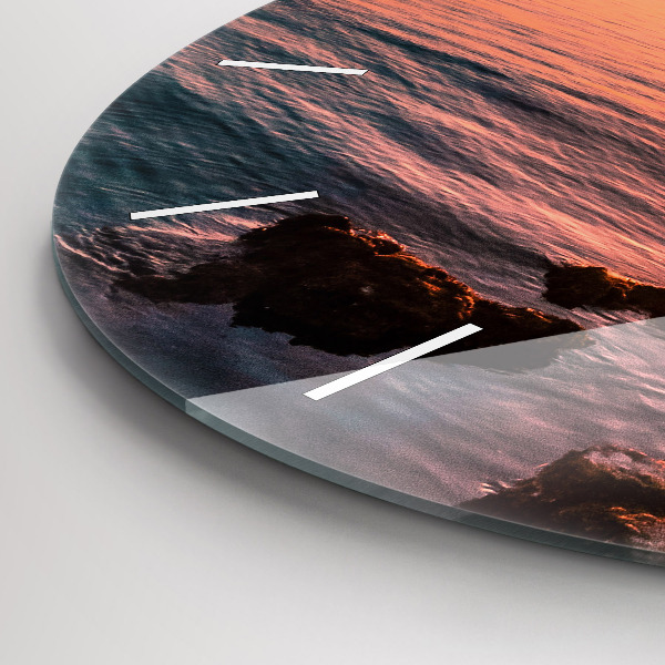 Orologio rotondo in vetro Rocce al tramonto