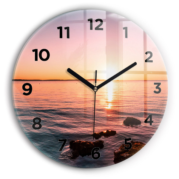 Orologio rotondo in vetro Rocce al tramonto