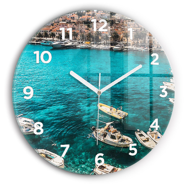 Orologio rotondo in vetro Barche in Croazia