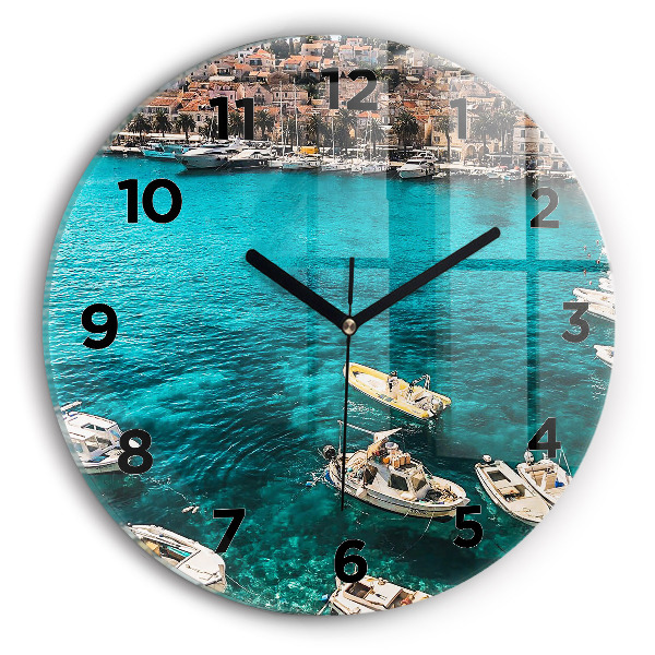 Orologio rotondo in vetro Barche in Croazia
