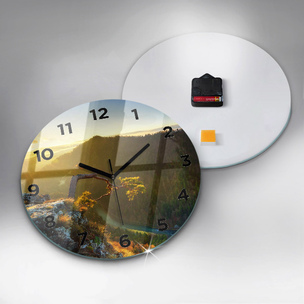 Orologio rotondo Tramonto sulle montagne