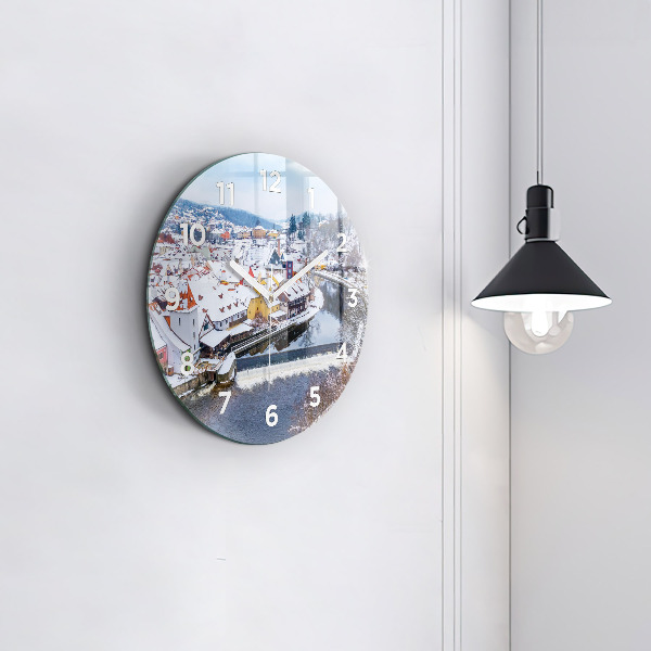 Orologio rotondo Panorama della città in inverno