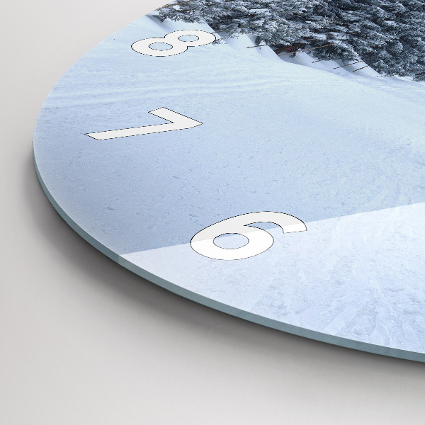 Orologio rotondo in vetro Monti dei Giganti della Repubblica Ceca in inverno