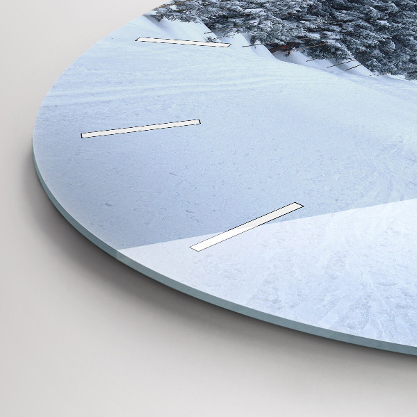 Orologio rotondo in vetro Monti dei Giganti della Repubblica Ceca in inverno