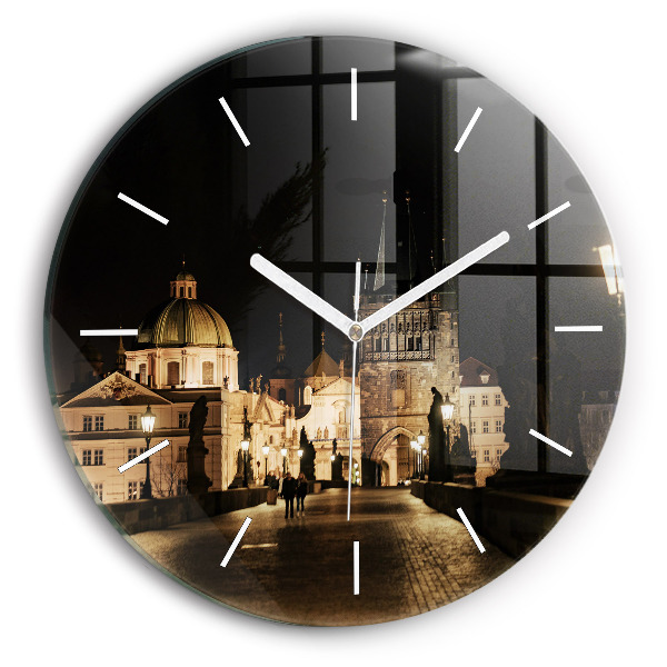 Orologio rotondo in vetro Ponte Carlo a Praga