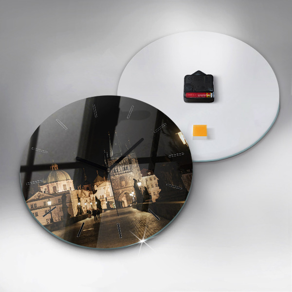 Orologio rotondo in vetro Ponte Carlo a Praga