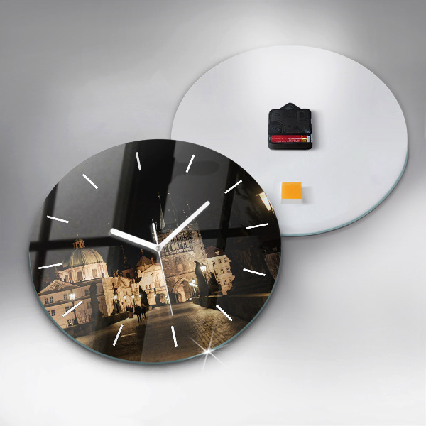 Orologio rotondo in vetro Ponte Carlo a Praga