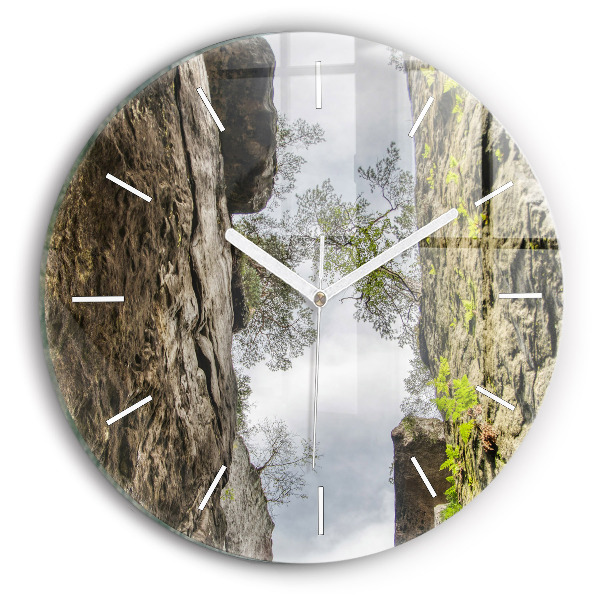 Orologio rotondo in vetro Città di roccia nella Repubblica Ceca