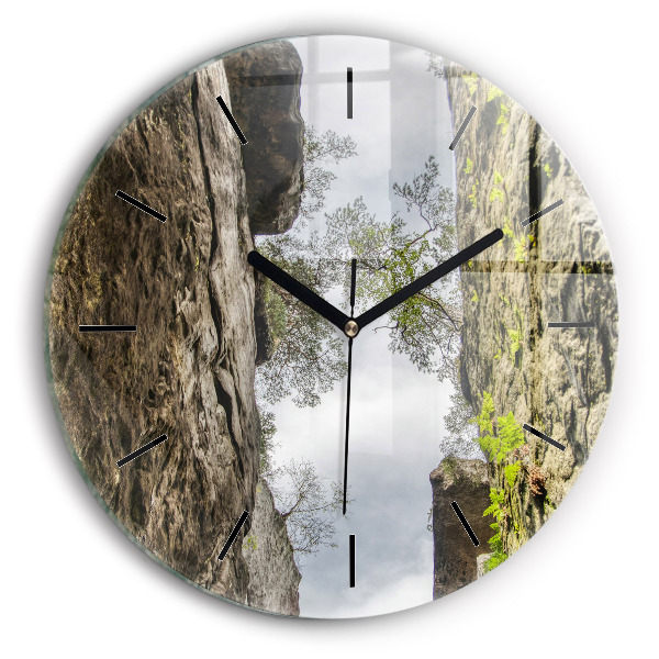 Orologio rotondo in vetro Città di roccia nella Repubblica Ceca