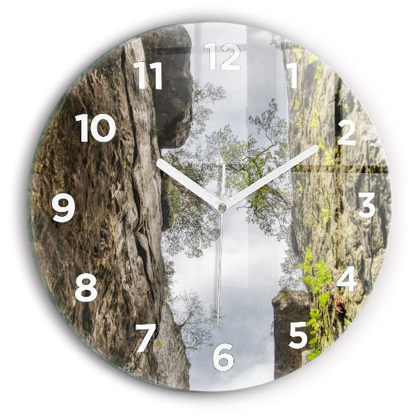 Orologio rotondo in vetro Città di roccia nella Repubblica Ceca