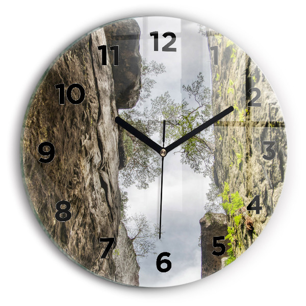 Orologio rotondo in vetro Città di roccia nella Repubblica Ceca