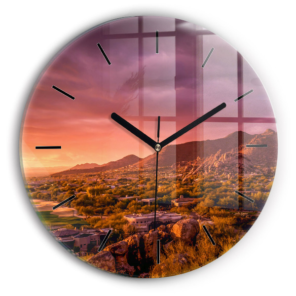 Orologio rotondo in vetro Tramonto a North Scottsdale