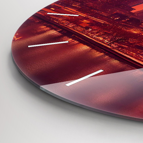 Orologio rotondo in vetro La città di Filadelfia di notte