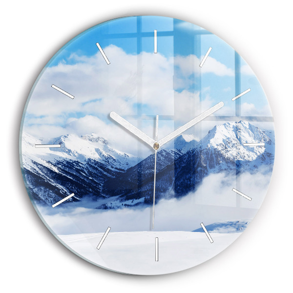 Orologio rotondo in vetro Panorama di montagna