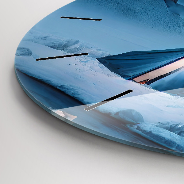 Orologio rotondo in vetro Tenda sulle montagne dell'Islanda