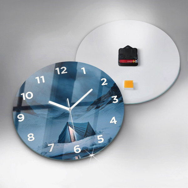 Orologio rotondo in vetro Tenda sulle montagne dell'Islanda