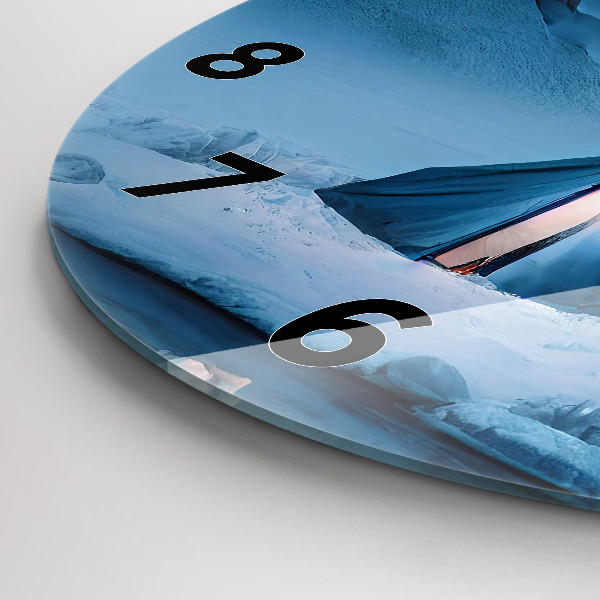 Orologio rotondo in vetro Tenda sulle montagne dell'Islanda