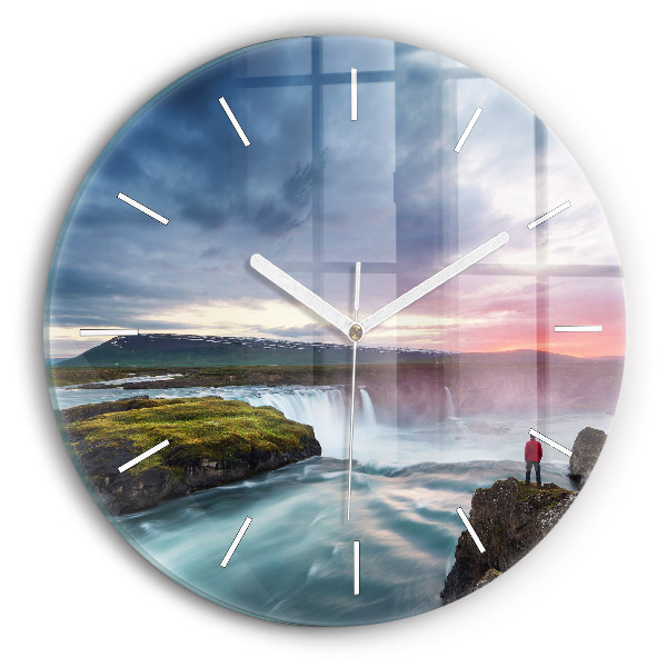 Orologio rotondo Paesaggio con cascata