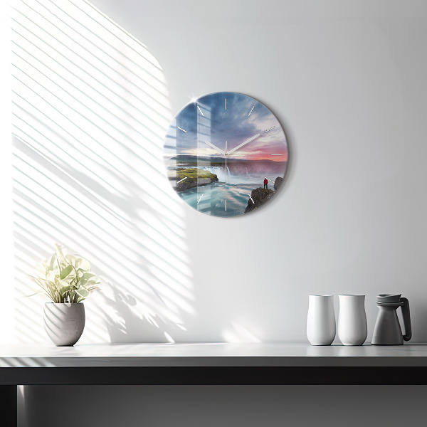 Orologio rotondo Paesaggio con cascata