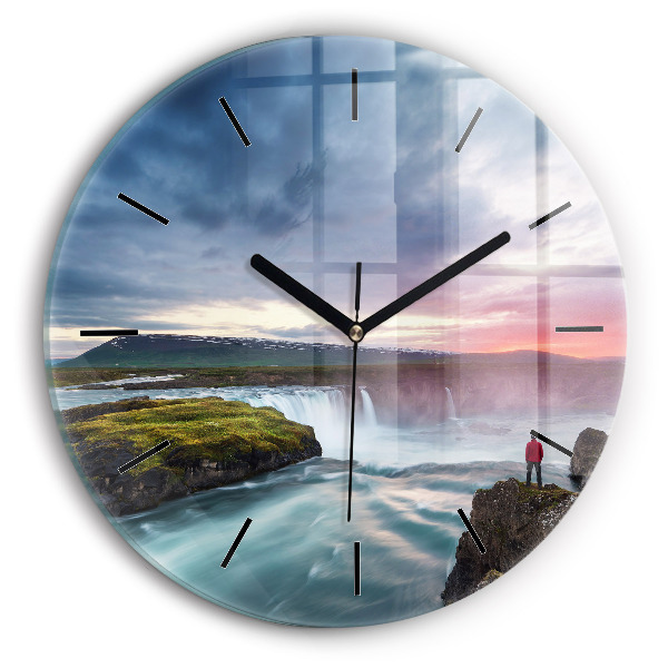 Orologio rotondo Paesaggio con cascata