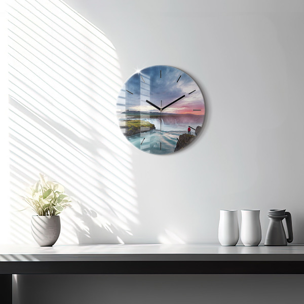 Orologio rotondo Paesaggio con cascata