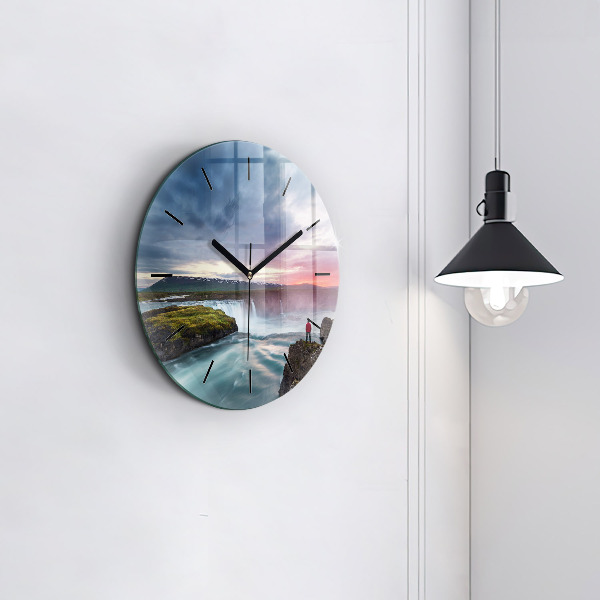 Orologio rotondo Paesaggio con cascata