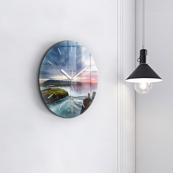 Orologio rotondo Paesaggio con cascata