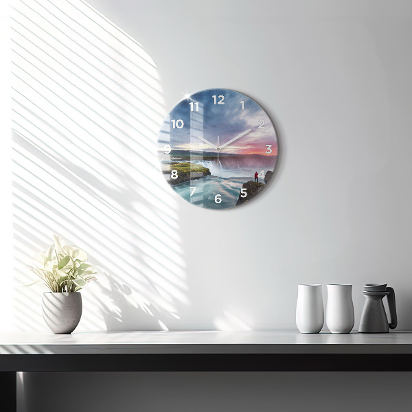 Orologio rotondo Paesaggio con cascata
