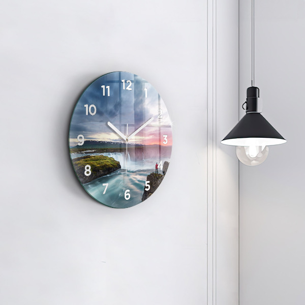 Orologio rotondo Paesaggio con cascata