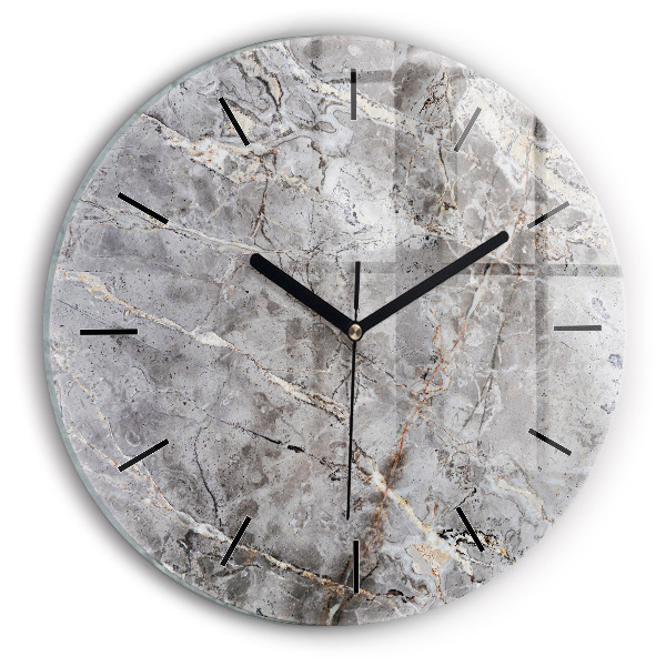 Orologio rotondo in vetro Marmo granito grigio