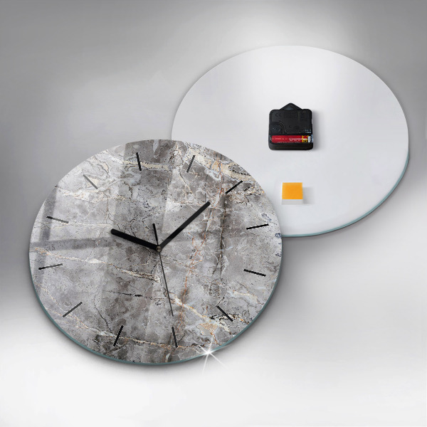 Orologio rotondo in vetro Marmo granito grigio