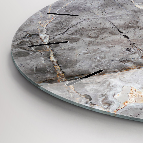 Orologio rotondo in vetro Marmo granito grigio