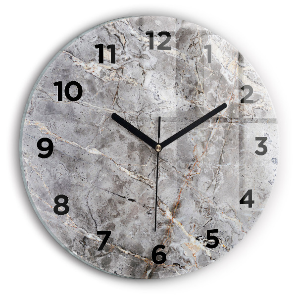 Orologio rotondo in vetro Marmo granito grigio