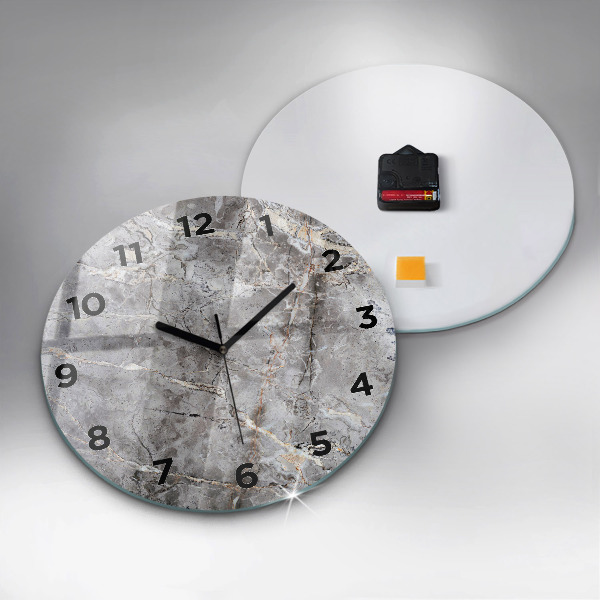 Orologio rotondo in vetro Marmo granito grigio